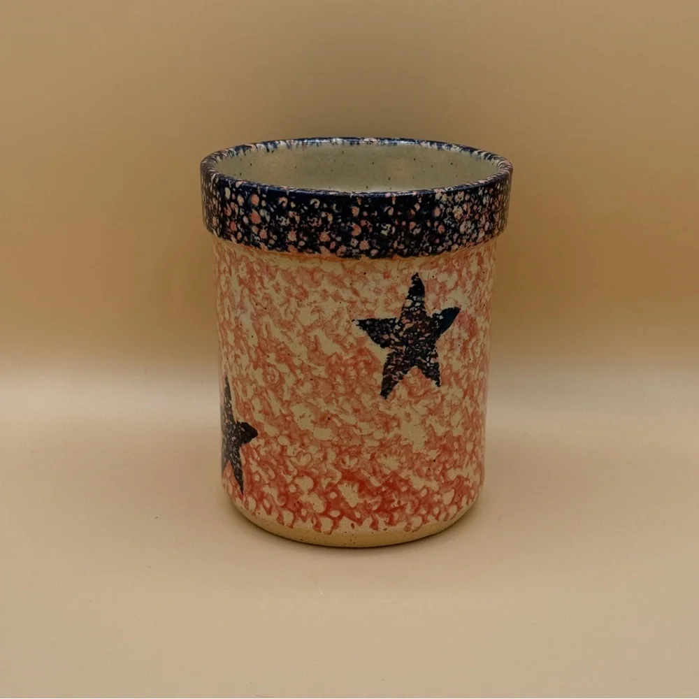 Three Rivers Pottery 25th Anniversary Patriotic Stars Red White & Blue Crock